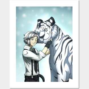 Boy with White Tiger Posters and Art